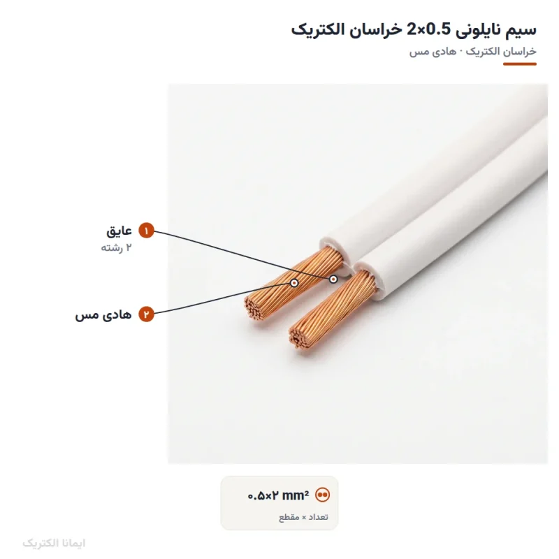 سیم نایلونی 0.5×2 خراسان الکتریک — ساختار و لایه‌های کابل