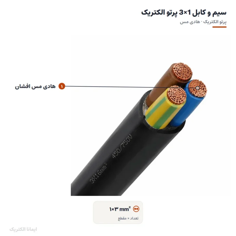 سیم و کابل 1×3 پرتو الکتریک